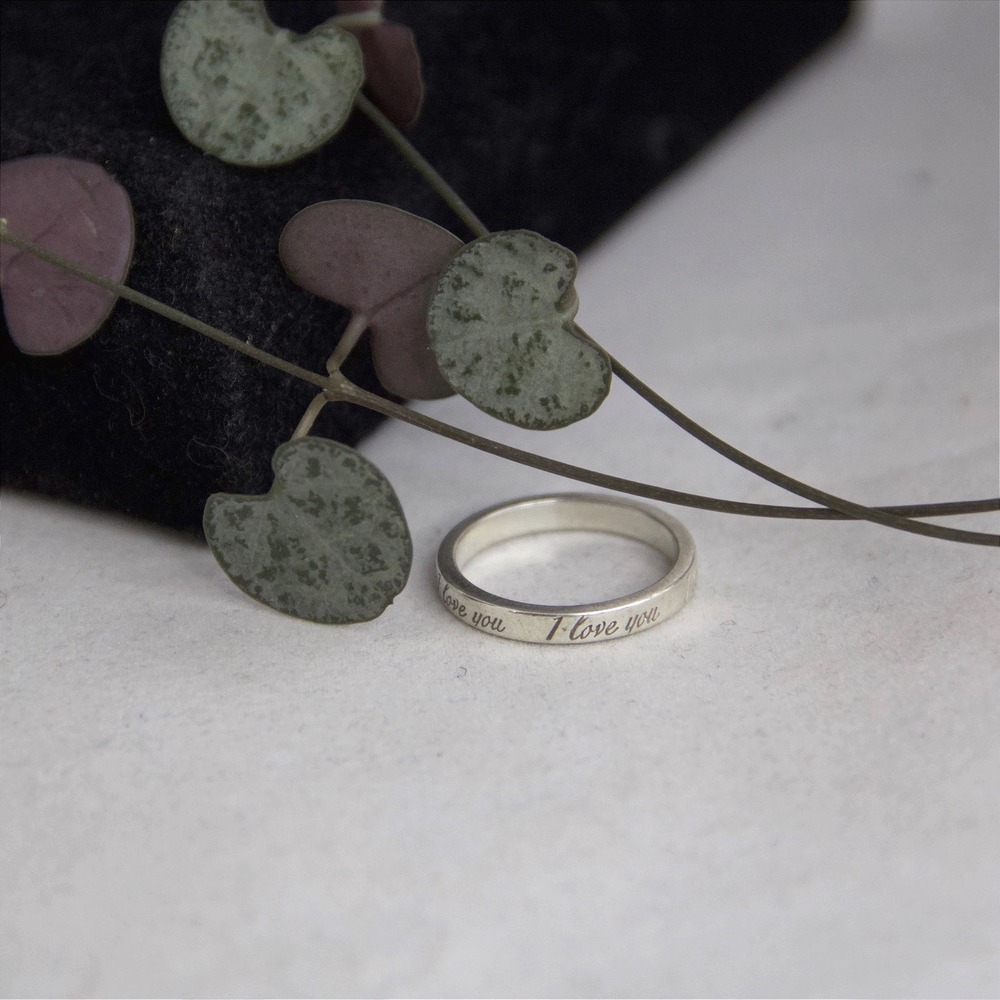 Tiffany & Co Notes I Love You Ring Sterling Silver 925 Band Size 7
